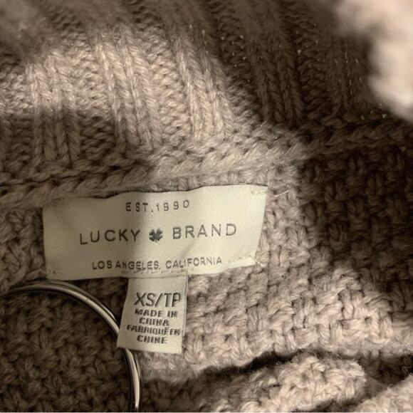 Lucky Brand Beige Cable Knit Mock Neck Sweater - Picture 7 of 9